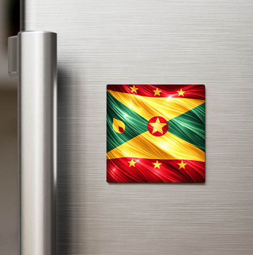 Grenada – Grenada – Abstract Ülke Bayraklı Baskılı Buzdolap Magneti Kare - 9x9 cm (1 adet)