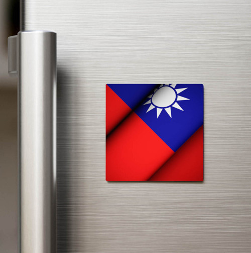 Tayvan - Taiwan - Klasik Ülke Bayraklı Baskılı Buzdolap Magneti Kare 9x9 cm (1 Adet)