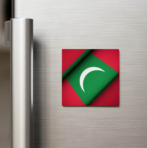 Maldivler - Maldives - Klasik Ülke Bayraklı Baskılı Buzdolap Magneti Kare 9x9 cm (1 Adet)