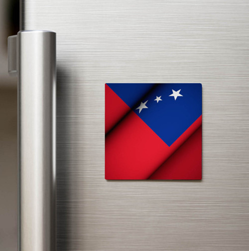 Samoa - Samoa - Klasik Ülke Bayraklı Baskılı Buzdolap Magneti Kare 9x9 cm (1 Adet)