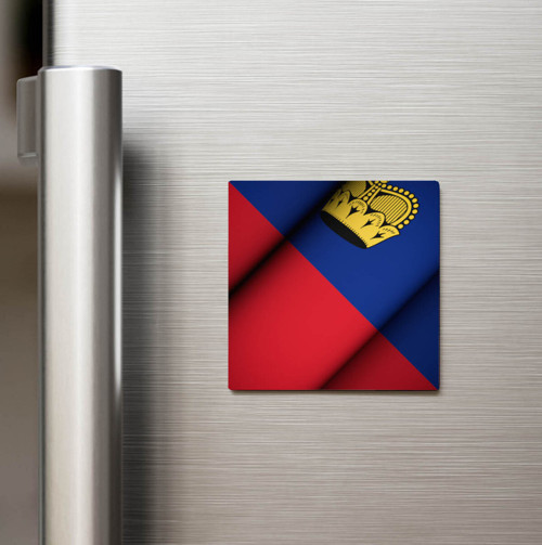 Lihtenştayn - Liechtenstein - Klasik Ülke Bayraklı Baskılı Buzdolap Magneti Kare 9x9 cm (1 Adet)