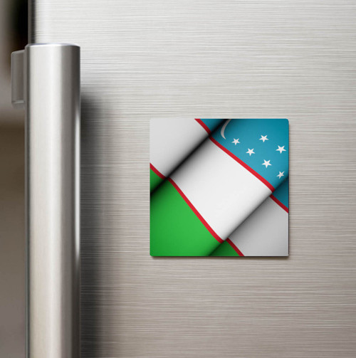 Özbekistan - Uzbekistan - Klasik Ülke Bayraklı Baskılı Buzdolap Magneti Kare 9x9 cm (1 Adet)