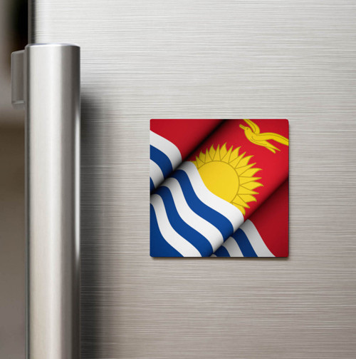 Kiribati - Kiribati - Klasik Ülke Bayraklı Baskılı Buzdolap Magneti Kare 9x9 cm (1 Adet)