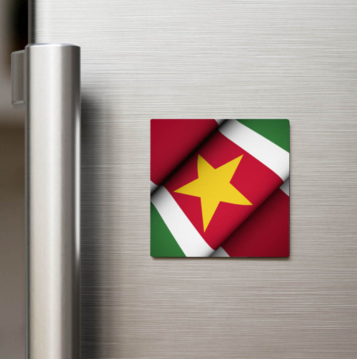 Surinam - Suriname - Klasik Ülke Bayraklı Baskılı Buzdolap Magneti Kare 9x9 cm (1 Adet)