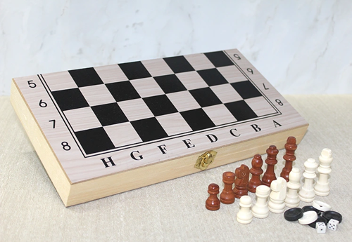 Ahşap Kutulu Satranç Tavla Seti Model 2