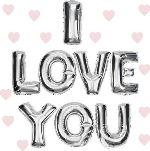 I Love You Folyo Balon Gümüş Renk 35 Cm