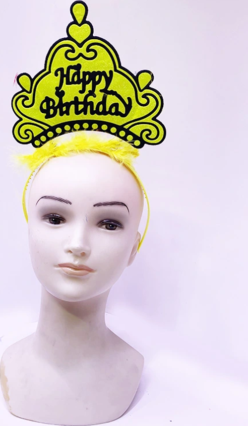 Happy Birthday Neon Sarı Taç