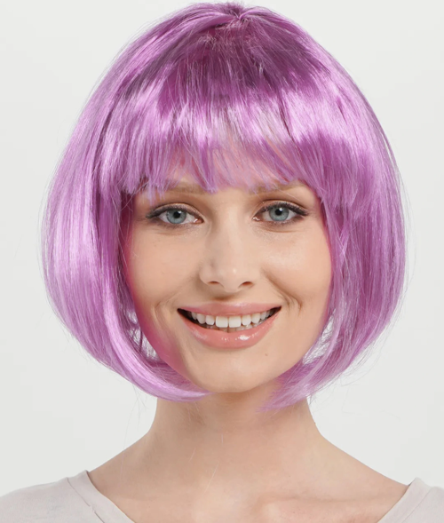 Düz Kesim Küt Parti Peruğu Rose Pembe