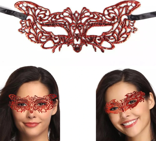 Kırmızı Dantel Masquerade Maskesi 9 No