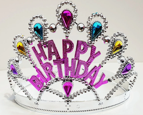 Gümüş Renk Happy Birthday Yazılı Doğum Günü Tacı