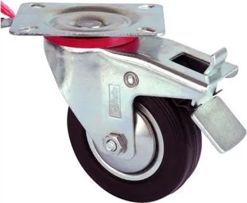 Servis Tekeri - Frenli Tablalı Siyah Döner - Çap 80 Mm