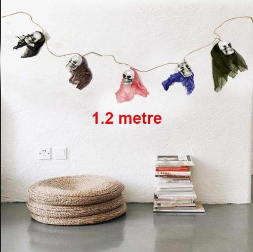 İskelet Kuru Kafa (Kafatası) Asmalı Süs (1.2 Metre) (5 Adet Kuru Kafa)