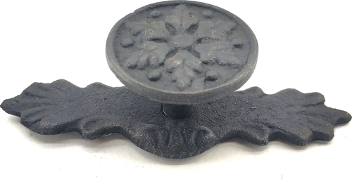 Antika Tarz Dekoratif Pirinç Çiçek Düğme - 27x70 Mm, Oksit