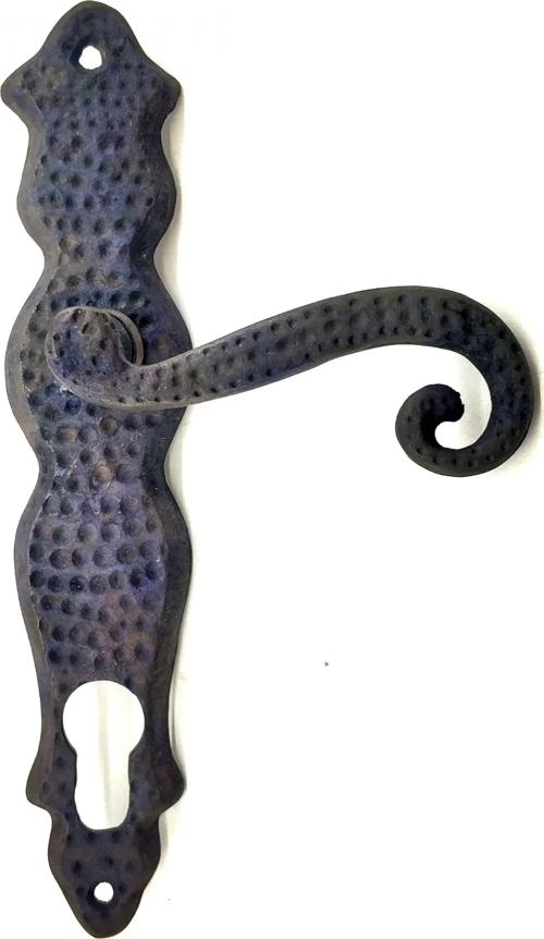 Antika Tarz Dekoratif Pirinç Kıvrık Banyo Kapı Kolu - 210x43 Mm, Oksit