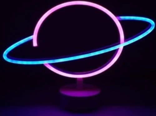 Neon Işıklı Satürn Lamba