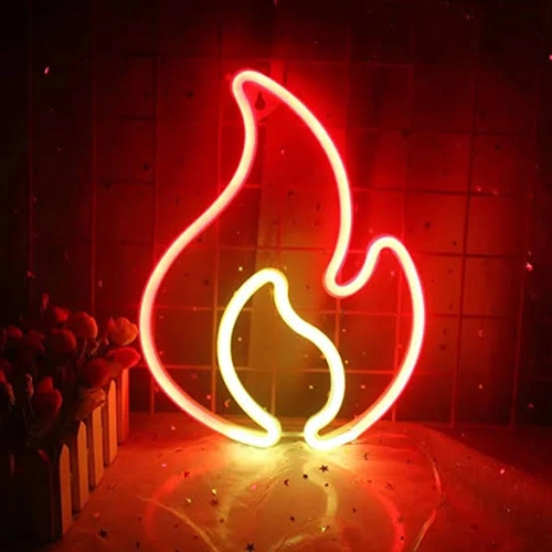 Duvara Asmalı Neon Alev Led