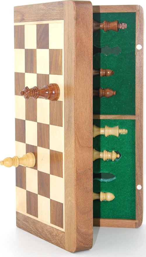 Mıknatıs Taşlı Ahşap Katlanabilir Kutulu Satranç Oyunu 35 Cm
