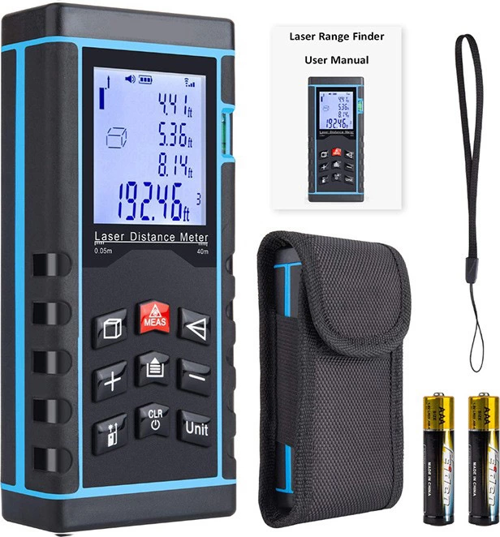 Profesyonel 40 Metre Dijital Lazer Metre Ölçer Lcd Ekran, Su Terazili, Alan Hacim, Pisagor Hesaplama Ve 20 Kayıt Hafızası
