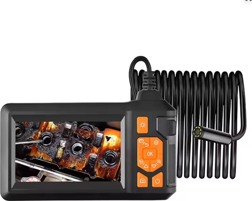 Ekranlı 3 Kameralı 10 Mt Hafıza Kart Destekli Sert Kablo Yılan Endoskop Kamera 8 Mm 4.3 Inc