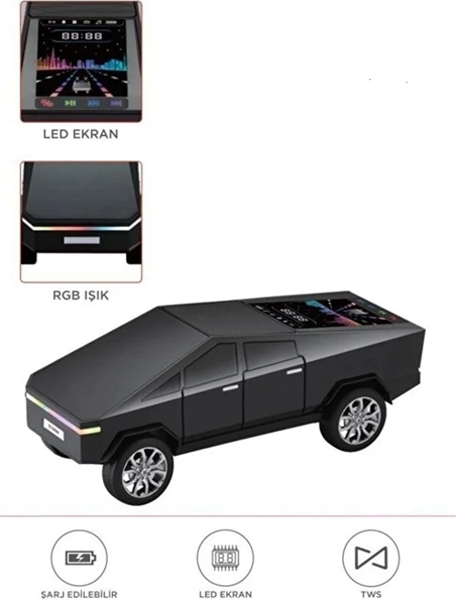 D68 Cyber Model Araba Tasarımlı Bluetooth Hoparlör 15w Güçlü Ses Rgb Led /tws/usb Siyah