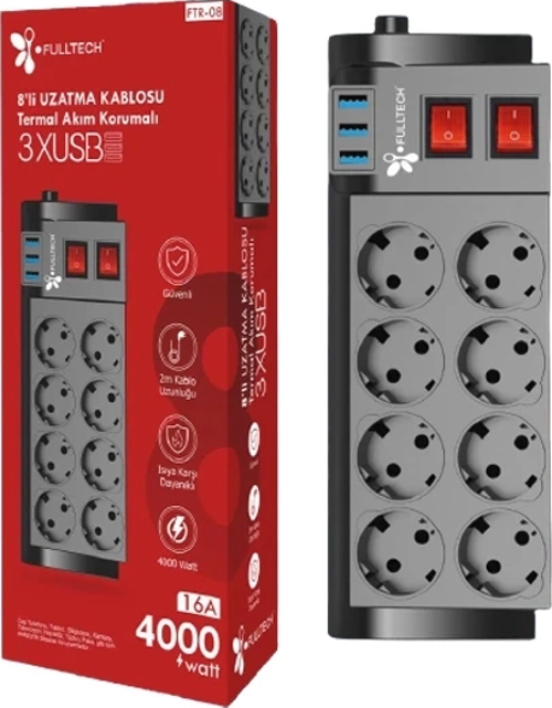 Ftr-08 8’li Termal Akım Korumalı Priz
