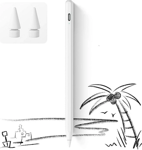 İpad 2018-2022 İçin Düğmeli Stylus Kalem, Avuç İçi Reddetme Aktif Kalem Apple Uyumlu