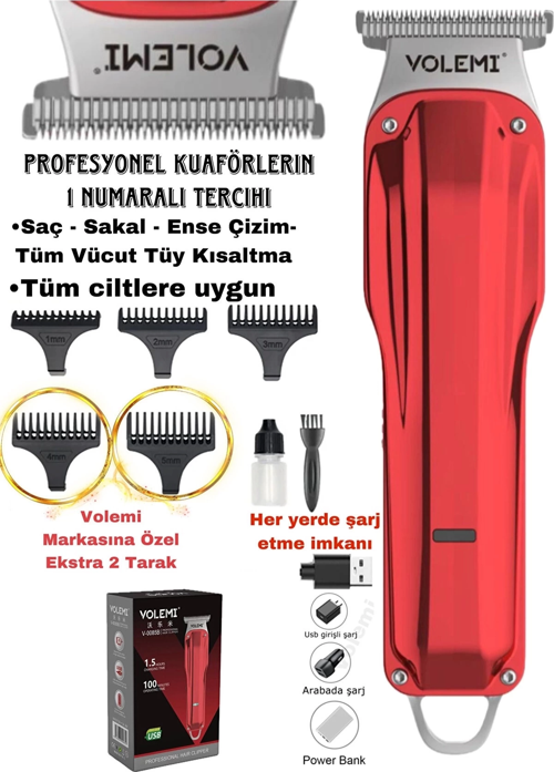 V-0085b Saç Sakal Ense Çizim Lazer Öncesi Kişisel Bakım Unisex Tıraş Makinesi