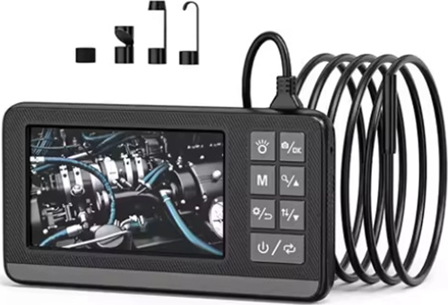 Ekranlı Çift Kameralı 5 Mt Sert Kablo Endoskop Kamera 8 Mm 4.3 Inc Hafıza Kart Destekli