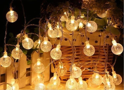 5m 28 Led Kristal Top Gün Işığı Şeffaf Kablo Fişli Eklemeli