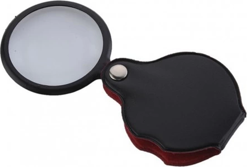-5x-50mm-mini Büyüteç,cepte Taşınan,optik Lens Katlanabilir Deri Kaplama-xx1051