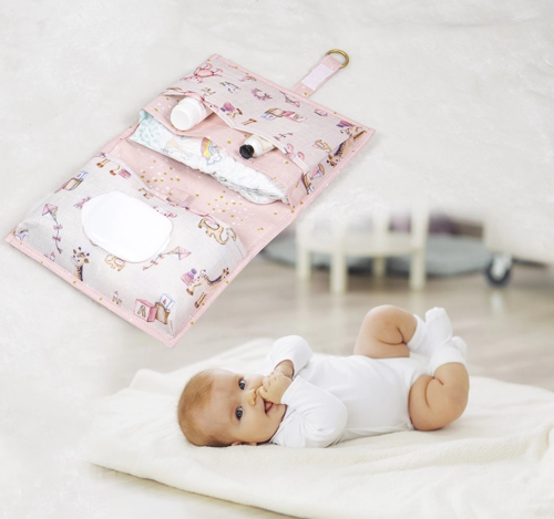Baby Kullanımı Kolay Desenli Alt Bakım Çantası (pembe)