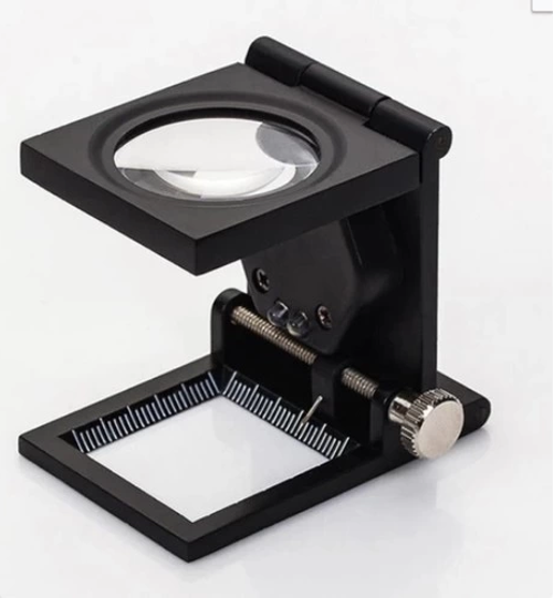 -28x28 Mm Katlanır Sayaçlı Metal Lüp, 2 Led Işıklı Büyüteç Tekstil Th9005a