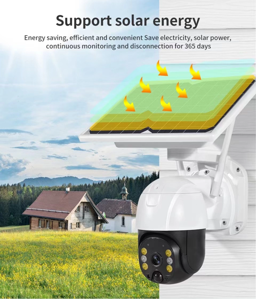 Wifi Uygulamalı Gece Görüşlü Solar Güneş Enerjili Kamera Akıllı Dış Mekan Güvenlik Kamerası