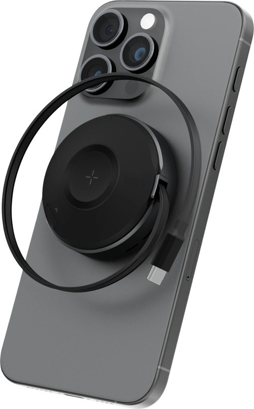 MagDuo Arc 2in1 80cm Dahili Kablolu 15W Telefon Saat Hızlı Şarj Standı - Koyu Gri