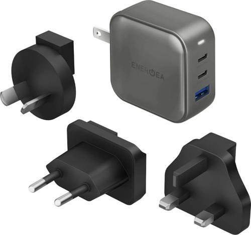 TravelWorld Universal GaN66 2 Adet 65W Type-C ve 1 Adet 36W USB 3.0 Hızlı Şarj Aleti - Koyu Gri