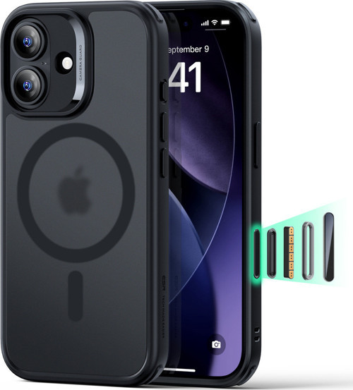 Apple İphone 17 Classic Hybrid Magsafe Kılıf -Kamera Kontrol Kılıf-Buzlu Siyah