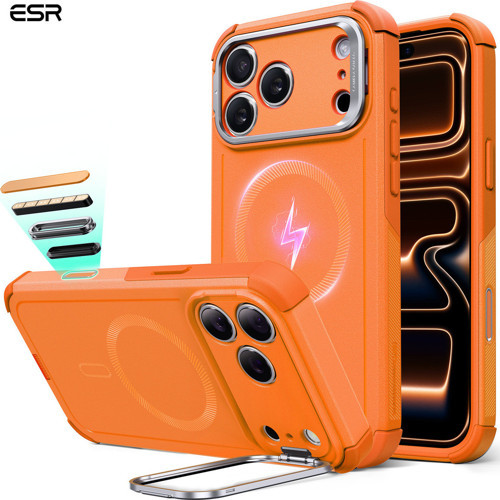 Apple iPhone 17 Pro Max Cyber Tough MagSafe Stantlı Kılıf Turuncu