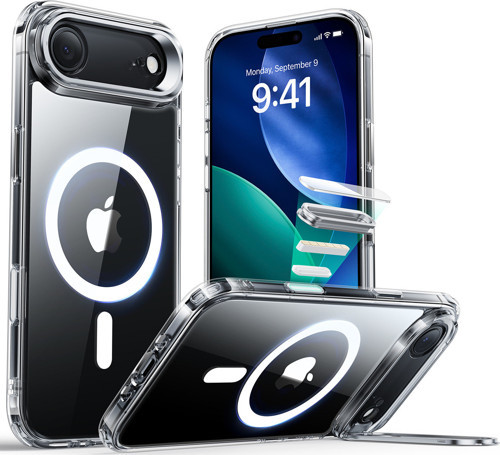 Apple iPhone 17 Air Classic Hybrid Magsafe Standlı Kılıf- Kamera Kontrol Buton - Şeffaf