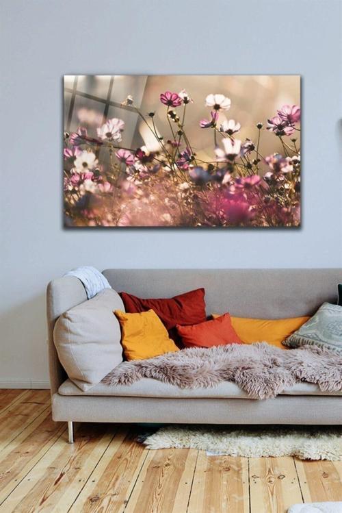 Çiçek Bahçesi Cam Tablo Duvar Dekarasyonu Ev Dekorasyon Duvar Tablosu
