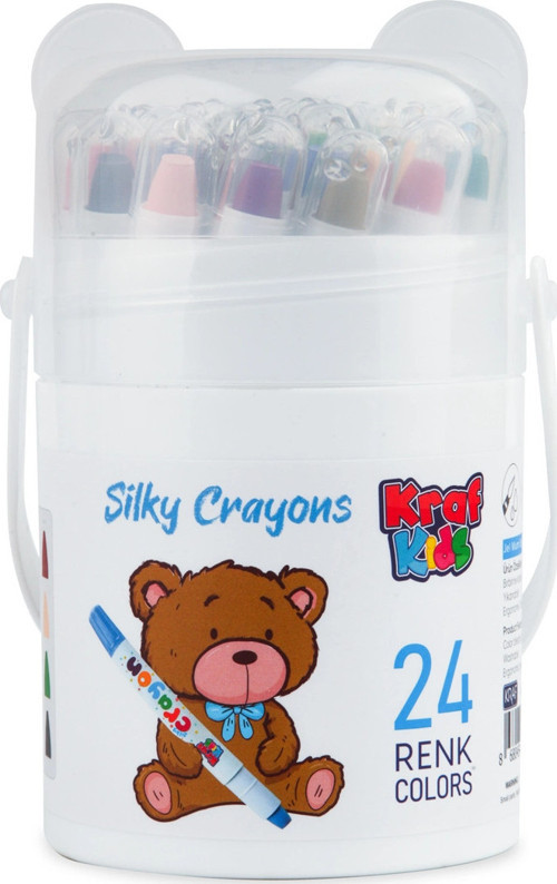 Kids Silky Crayon Çevirmeli Mum Pastel Boya 24 Renk