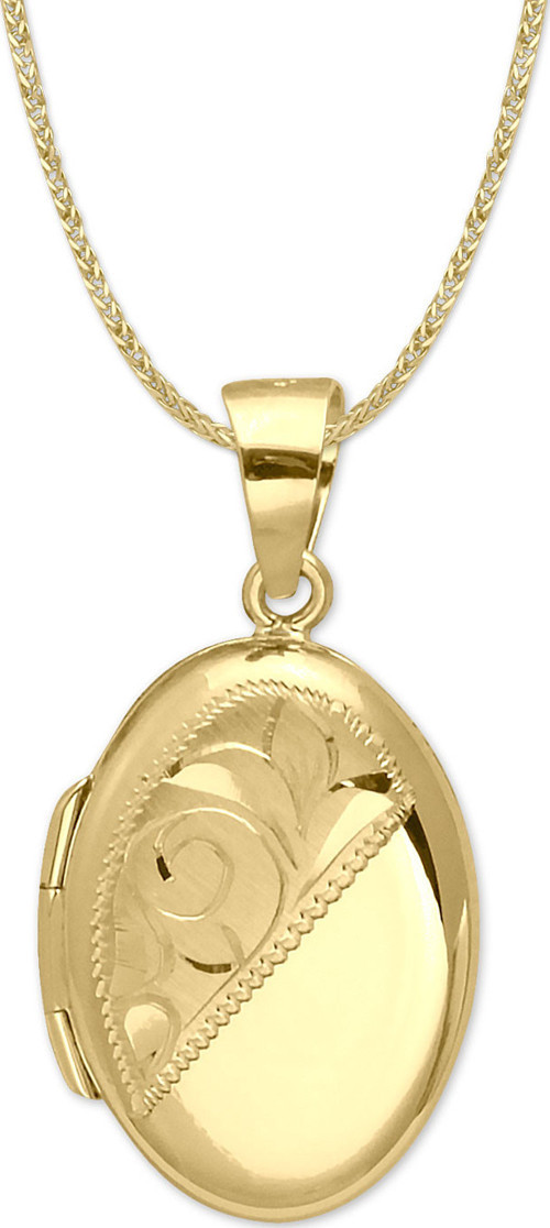 Motif İşlemeli Altın Oval Madalyon Kolye (KLY1001)