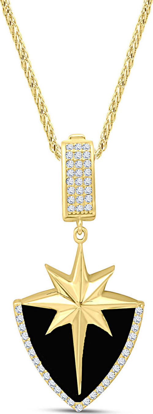 Şövalye Altın Siyah Mineli Unisex Kolye (KLY1510)