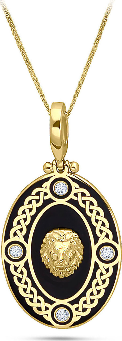 Oval Model Altın Aslan Erkek Kolye (KLY1134)