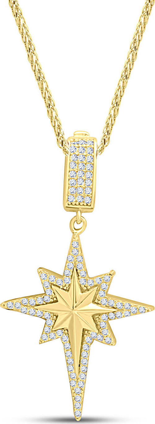 Taşlı Kuzey Yıldızı Altın Charm Kolye (KLY1447)