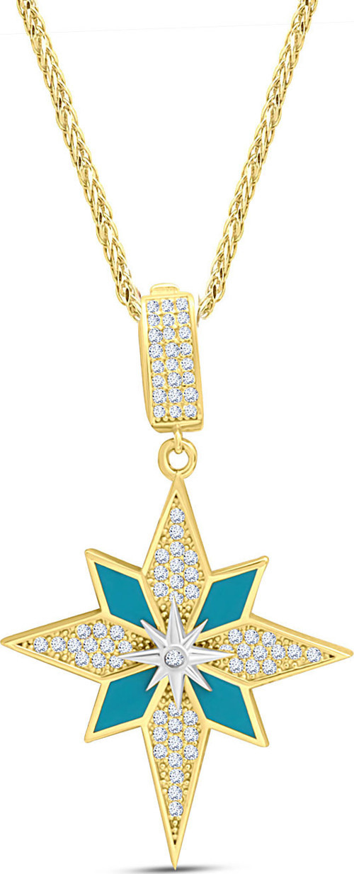 Altın Mavi Mineli Kuzey Yıldızı Charm Kolye (KLY1441)
