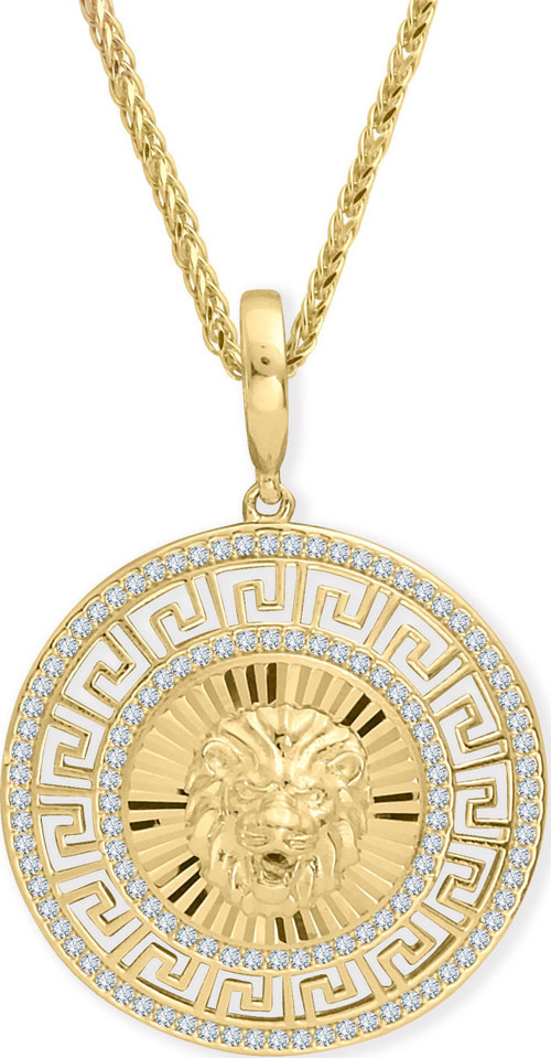 Taşlı Altın Madalyon Aslan Kolye (KLY1516)