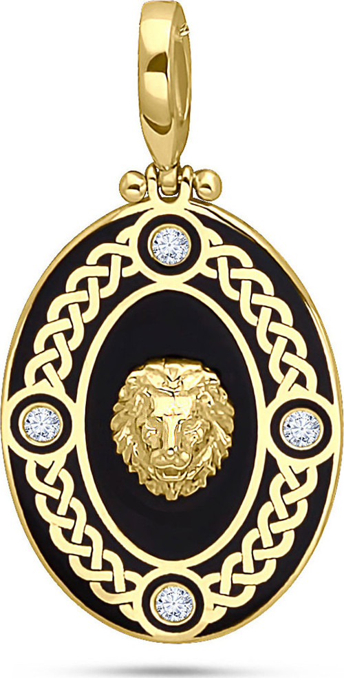 Oval Model Altın Aslan Kolye Ucu (UC0117)