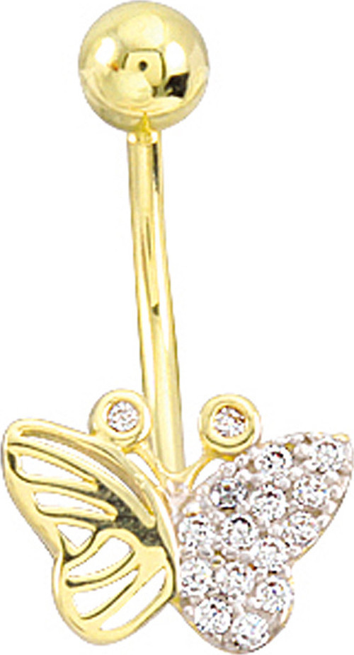 Motif Kelebekli Altın Göbek Piercingi (PC0035)