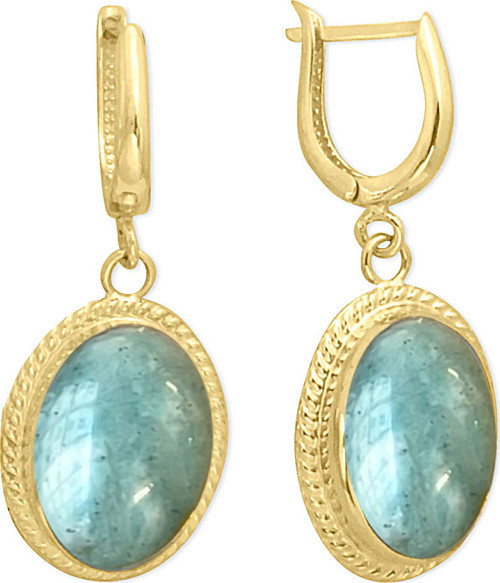 Altın Naturel Taşlı Oval Küpe (KP1075)