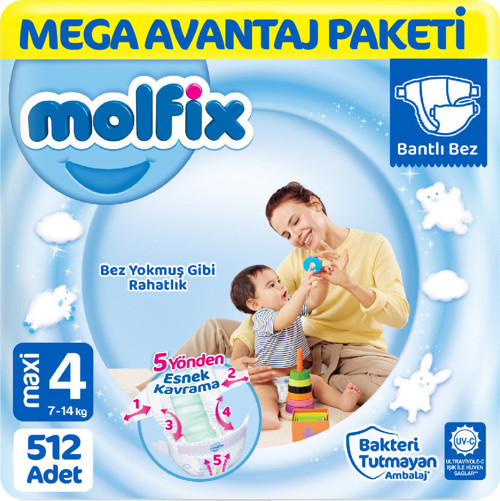 Mega Paket Bebek Bezi 4 Beden 128x4 512 Adet